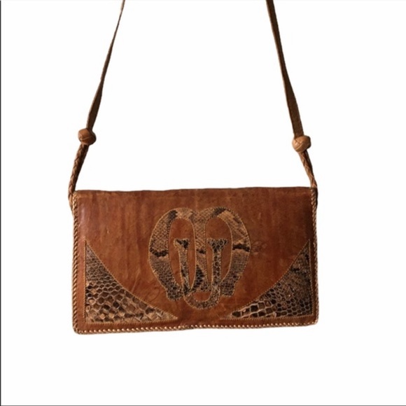 Vintage 60s Leather Bag Snakeskin - Picture 4 of 8